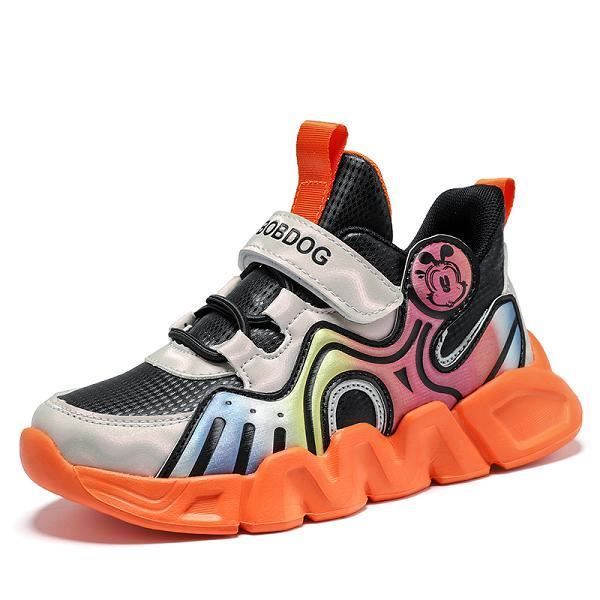 Basket Enfants Garçon Fille Chaussure de Course Légères Chaussure de Sports Marchant Respirant Sneakers Mode Lacets Noir Bleu Vert Orange EU21-EU39