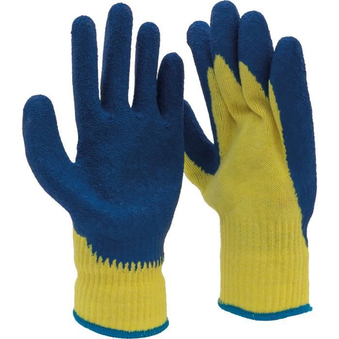gants de jardin - aidapt - taille m - latex - bleu jaune - mixte