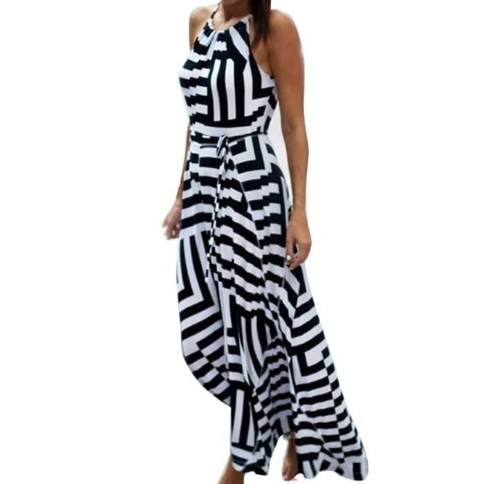 Robe Robe longue rayures pour femmes tenue de soir e de plage