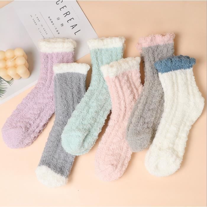 Thermiques Chaussettes en Velours Épaisses Chaussette Fille Mi-Haute Cadeau  Noël pour Femmes Filles Chaussette Femme Chaude 6 Paires couleur de l'image  - Cdiscount Prêt-à-Porter