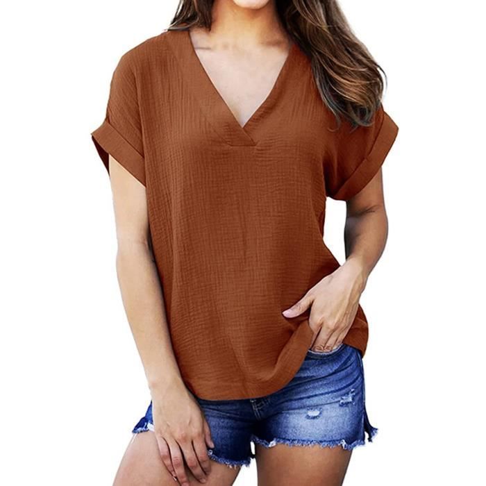 CHEMISIER - BLOUSE - LIQUETTE Chemise Femme à Manches Longues, Col Rond Couleur Unie Pour Femme