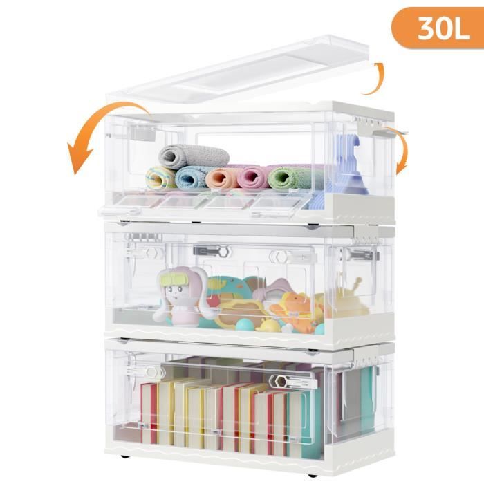 Cetomo 45L * 3 Boîte de rangement en plastique, boîte fourre-tout