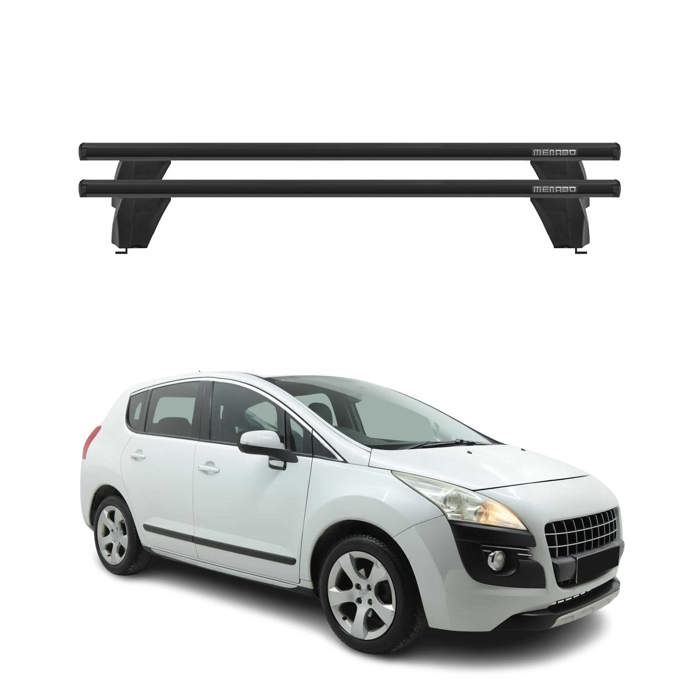 Barres Transversales Menabo Pour Peugeot 3008 2016-2020 - Noires, Aérodynamiques Et Antivol
