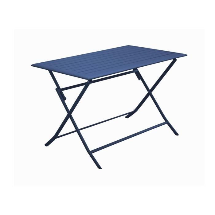 table de jardin rectangulaire proloisirs - lorita - bleu - 110 x 71 x 70 cm - pliant - aluminium