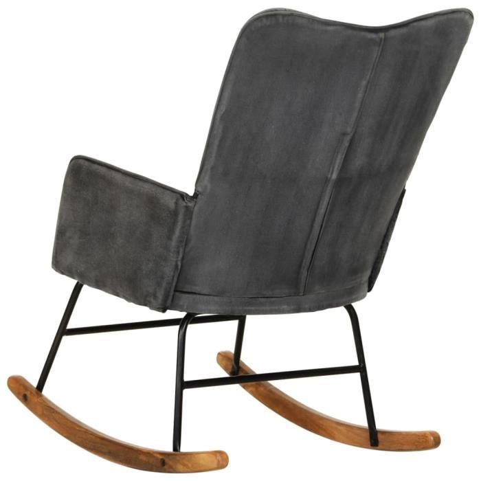 lex fauteuil à bascule noire vintage toile - qqmora - mwx92237