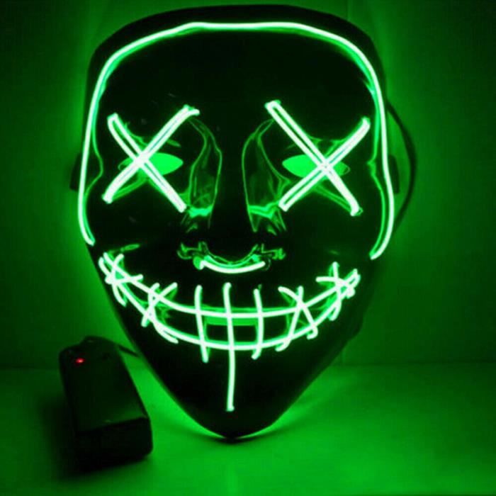 Led Halloween Masques Cosplay Masques La Purge Election En Lumiere Led Masque Festival Deguisement Halloween Vert Cdiscount Jeux Jouets
