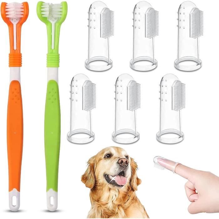 Comparer les prix de 8pcs Brosse à dents pour animaux de compagnie,Brosse a Dent Chien Doigt Brosse à Dents Silicone pour Chien Brosse à Dents de Doigt