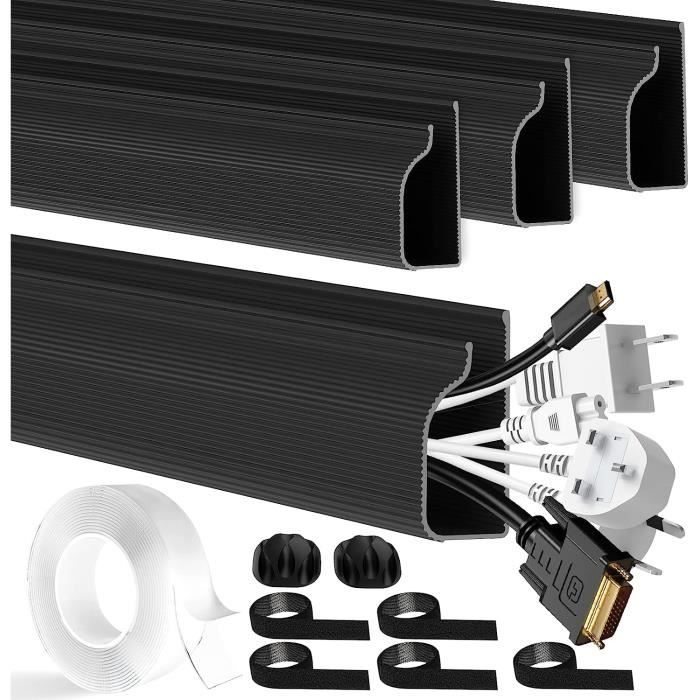 Goulotte Cache-câble Auto-adhésive - 1 Mètre Blanc - Silicone Flexible - Pour Câbles électriques
