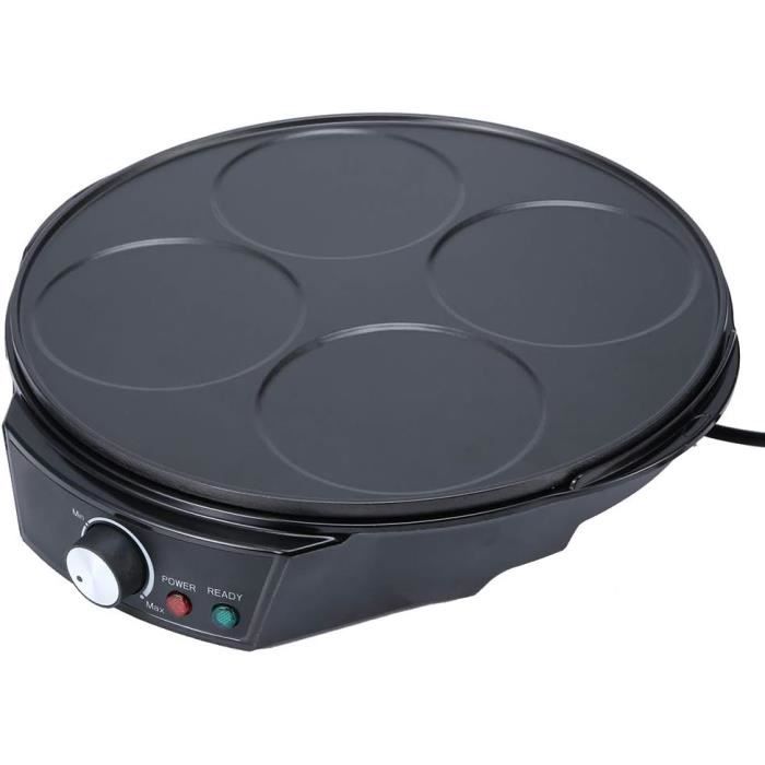 Crêpière électrique Antiadhésive 8 Pouces (20 Cm) - Contrôle Automatique De Température - Prête En 20 Secondes - Avec Spatule Et Fouet