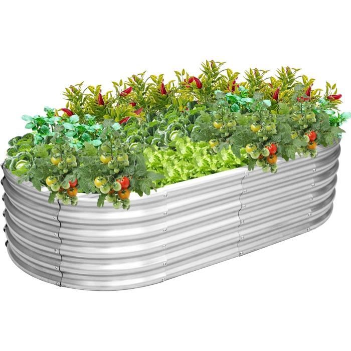 Blumfeldt Potager Surélevé Sur Pieds 2m – Grand Bac Jardinage Extérieur En Acier Galvanisé 1257L, Idéal Balcon, Terrasse & Jardin
