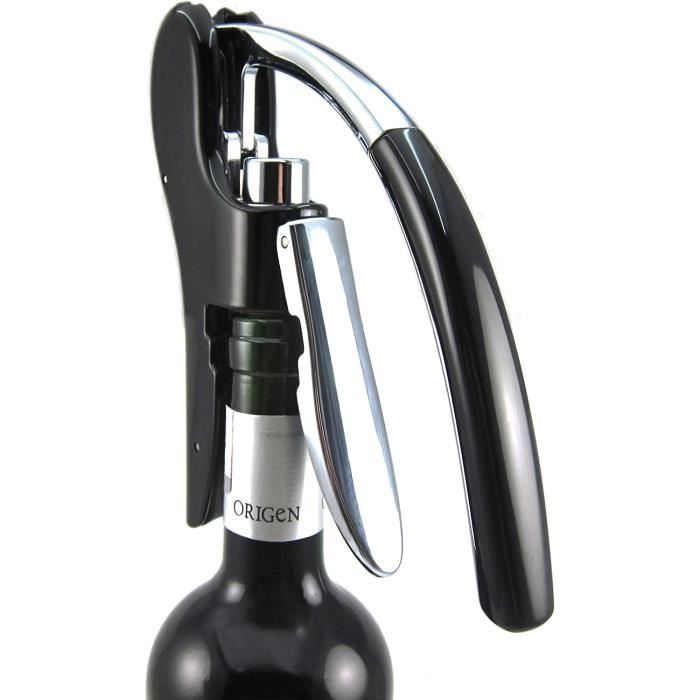 Tire-bouchon Professionnel Koala Big Tech à Deux Temps - Spirale Téflon, Lame Précise, Acier Inoxydable Noir