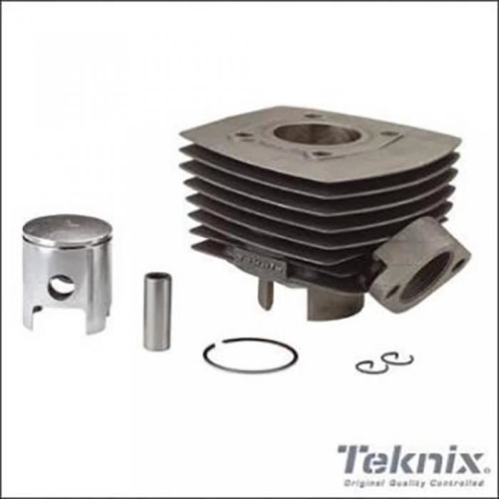 Cylindre piston mono segment Teknix pour mobylette Peugeot 103 FOX alu 6 transfert