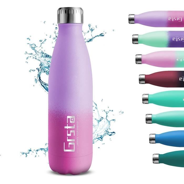 Gourde Isotherme Enfant B2DO 500ml - Acier Inox 316, Sans BPA, Paille Intégrée, Garde Le Froid 8h, Idéale école Et Sport