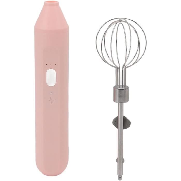 Batteur Électrique à Main Sans Fil GOEDCH Rose - 4 Vitesses Avec Fouets Inox Pour Œufs Et Crème