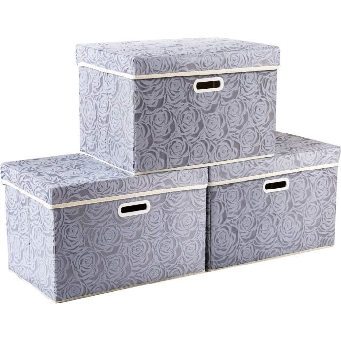 Grandes Boîtes De Rangement Pliables Avec Couvercles [3 Paquet ...