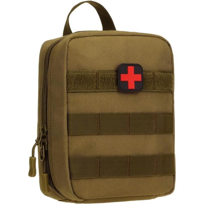 Sac Tactique Molle Noir - Trousse Premiers Secours/pochette Médicale, Nylon 1000D, Pour Chasse, Camping, Airsoft (20x12x5 Cm)