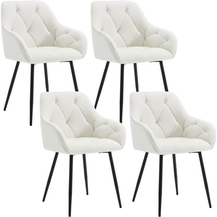 WOLTU Lot de 4 Chaises de Salle à Manger Ergonomique Chaise de Cuisine en Velours Rembourrée Pieds en Métal Crème W0ATT0142-4 WOLTU Lot de 4 Chaises de Salle à Manger Ergonomique Chaise de Cuisine en Velours Rembourrée Pieds en Métal Crème W0ATT0142-4