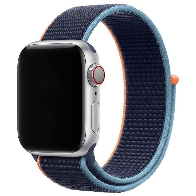 Bracelet Boucle Nylon Sport pour Apple Watch 38mm/40mm/41mm Series 9 8 SE 7 6 5 4 3 2 1 42mm(Serie 10/11) - Bleu Marine