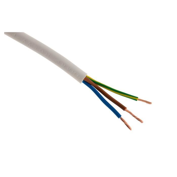 Câble d'alimentation électrique HO5VV-F 3G1,5 Blanc - 25m - Zenitech