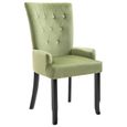 JM 1pc Chaise de salle à manger Design Scandinave avec accoudoirs Vert clair Velours 54x56x106cm|1206-1