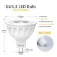 LED Gu 5.3, 5W MR16 Gu5.3 Spot LED, Equivalent 50W Ampoule Halogène, 500Lumen, Blanc Chaud3000K, MR16 LED, AC/DC 12V, (Lot de 6)-1