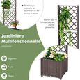 COSTWAY Jardinière avec Treillis 40x40x135 cm Auto-arrosage Plastique Style Rotin Trou de Drainage pour Plantes Grimpantes, Légumes-1