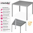 TECTAKE Table de jardin MAREN Résistant aux intempéries et aux UV Surface de la table en aspect bois - Argent-1