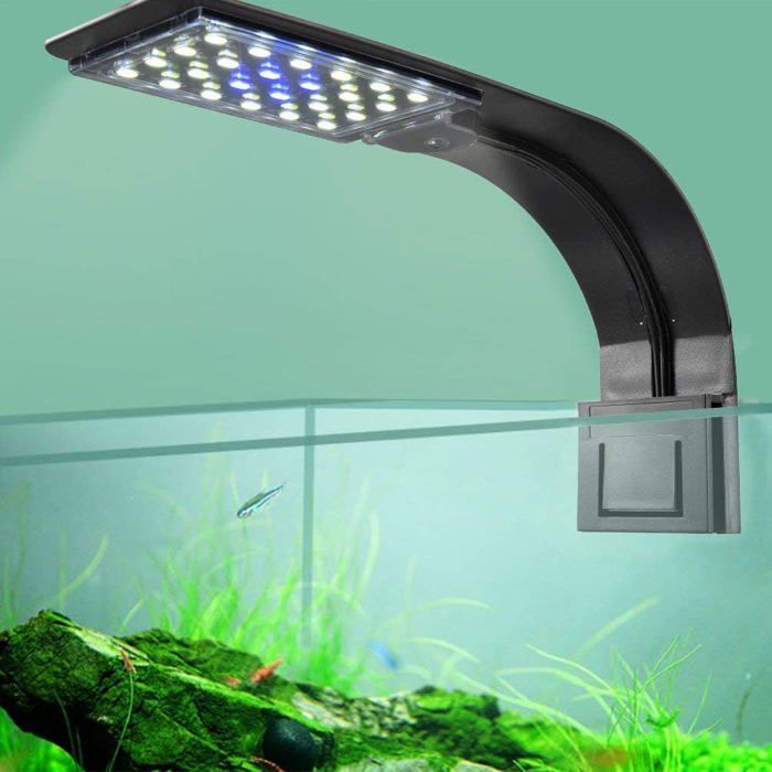 Lampe LED Pour Aquarium 8W - Étanche, 3 Modes De Luminosité, Bras Réglable à 360° - Pour Aquariums D'Eau Douce Et D'Eau De Mer Jusqu'à 15.5 Cm De Bord - 11