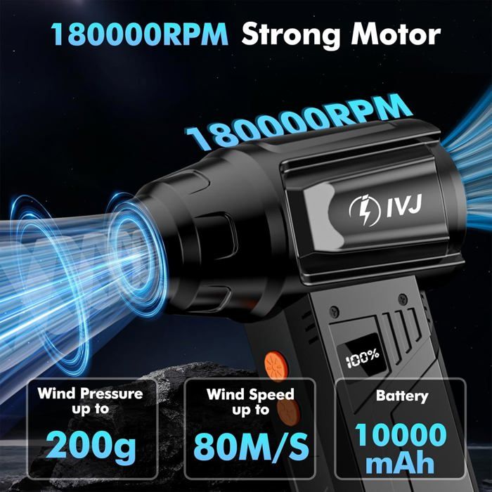 Mini Souffleur Sans Fil 150 000 Tr/min - 4 Vitesses, Batterie 4000mAh | Nettoyeur Pour PC, Clavier, Voiture