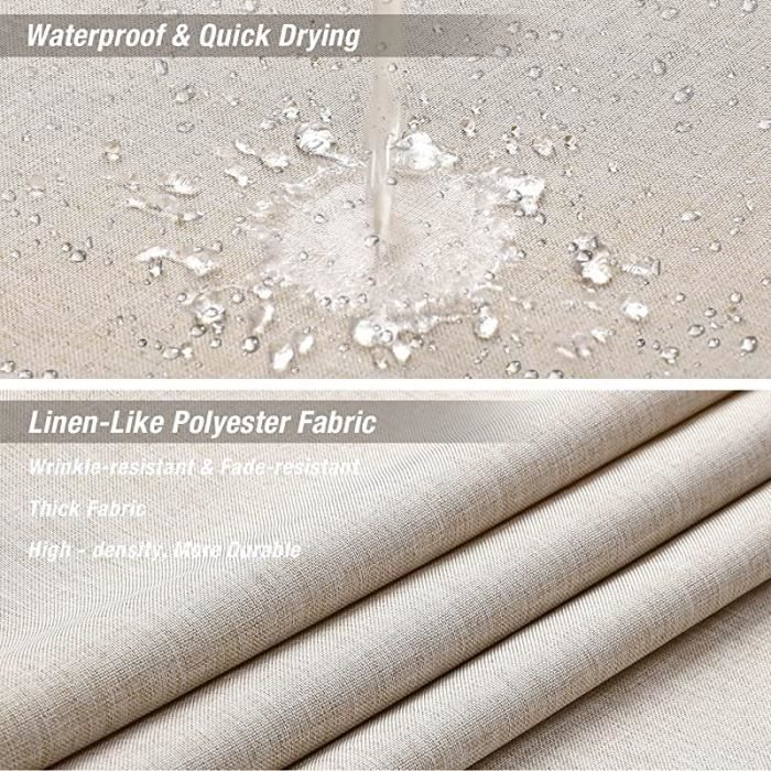 Rideau De Douche Lin Texturé EurCross – 90 X 200 Cm, Beige – Imperméable, Anti-moisissure – Avec 6 Anneaux – Pour Salle De Bain Ou Hôtel