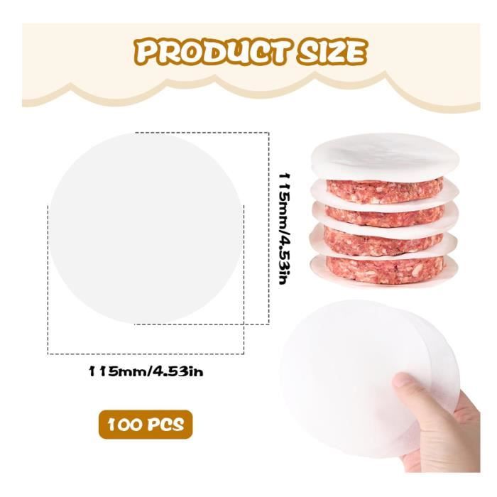 500 Disques Papier Antiadhésif 12.5cm Pour Hamburgers Steaks Hachés - Séparateurs Viande