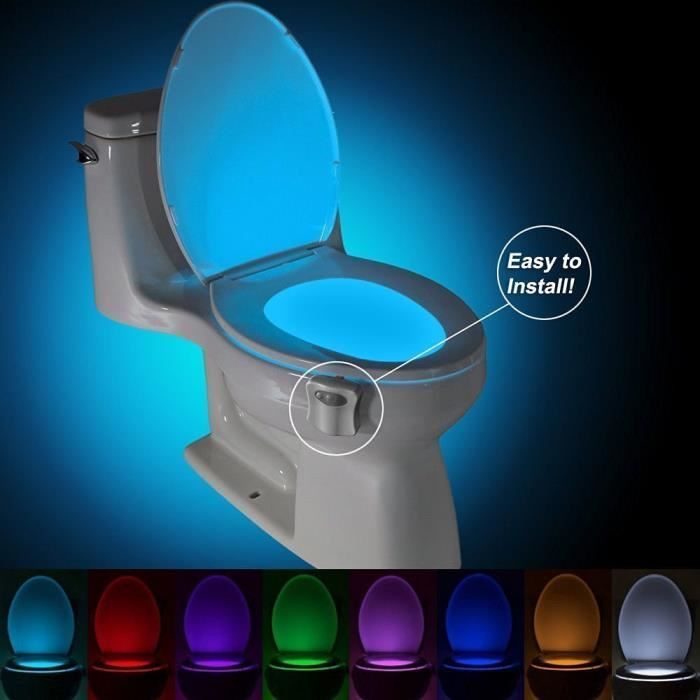 URclever Lampe de Toilette Veilleuse LED pour WC- Salle de Bain-Lavabo,  Détecteur de Mouvement Éclairage à 8 Changement de Couleurs - Cdiscount  Puériculture & Eveil bébé