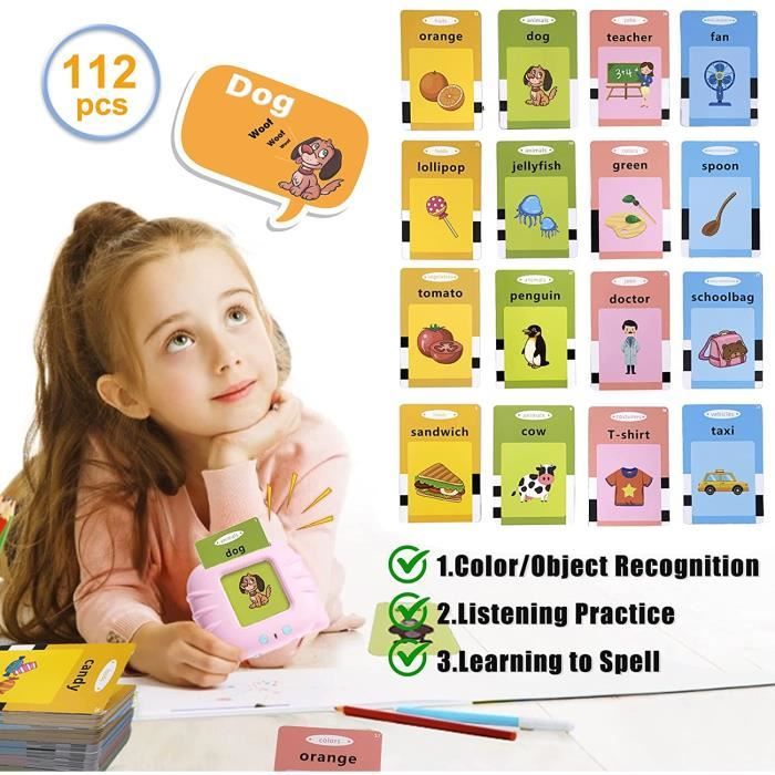 Cartes flash parlantes Jouets d'apprentissage, Machine de lecture Montessori  préscolaires Cadeau pour enfants de 1 à 6 ans - ROSE - Cdiscount Jeux -  Jouets