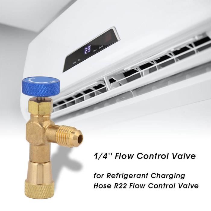 Vanne Charge Réfrigérant YINETTECH R1234yf - Laiton, 6.35mm SAE Vers 1.27cm Acme, Pour Climatisation Auto