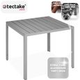 TECTAKE Table de jardin MAREN Résistant aux intempéries et aux UV Surface de la table en aspect bois - Argent-2