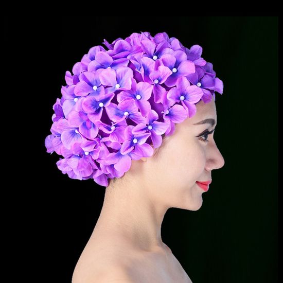 Bonnet De Bain Silicone Femme Avec Fleur De Lotus Dorée - Étanche, Pour Cheveux Longs, Natation Et Loisirs Aquatiques