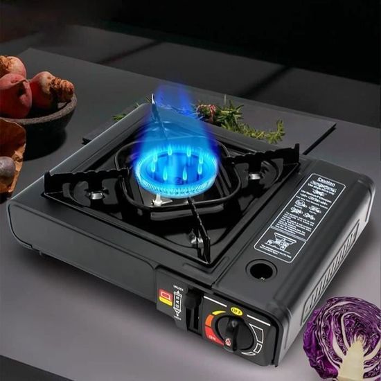 Réchaud/Chauffage à Gaz De Camping Portable - 1300W - Double Usage Chauffage & Cuisson - Butane - Inclinable à 90°