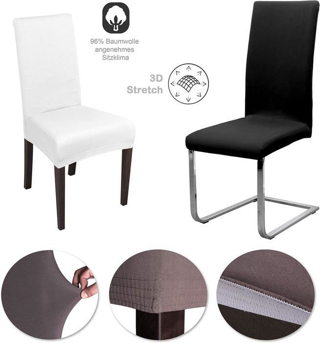 Lot De 2 Housses De Siège élastiques - En élasthanne, Lavables, Pour Chaises De Bureau Ou De Salle à Manger (noir, 40x60 Cm Environ)