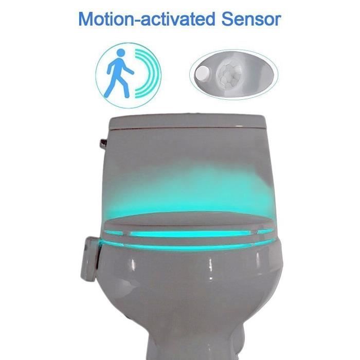 URclever Lampe de Toilette Veilleuse LED pour WC- Salle de Bain-Lavabo,  Détecteur de Mouvement Éclairage à 8 Changement de Couleurs - Cdiscount  Puériculture & Eveil bébé