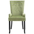 JM 1pc Chaise de salle à manger Design Scandinave avec accoudoirs Vert clair Velours 54x56x106cm|1206-3