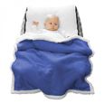 Couverture pour bébé - MONSIEUR Bébé - Lot de 2 plaids - Flanelle et Sherpa ultra doux - Bleu-3