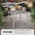 TECTAKE Table de jardin MAREN Résistant aux intempéries et aux UV Surface de la table en aspect bois - Argent-3