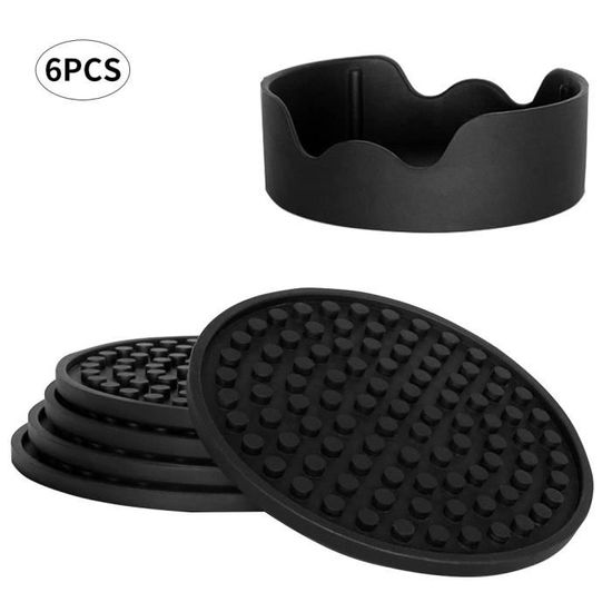 Bar Design Drinks Coasters En Sous-verres Noirs pour Boissons SZWL Dessous de Verre En Feutre Ronds Tasses Dessous de verre résistants à la chaleur 12 Dessous Verre I Premium Table Coasters
