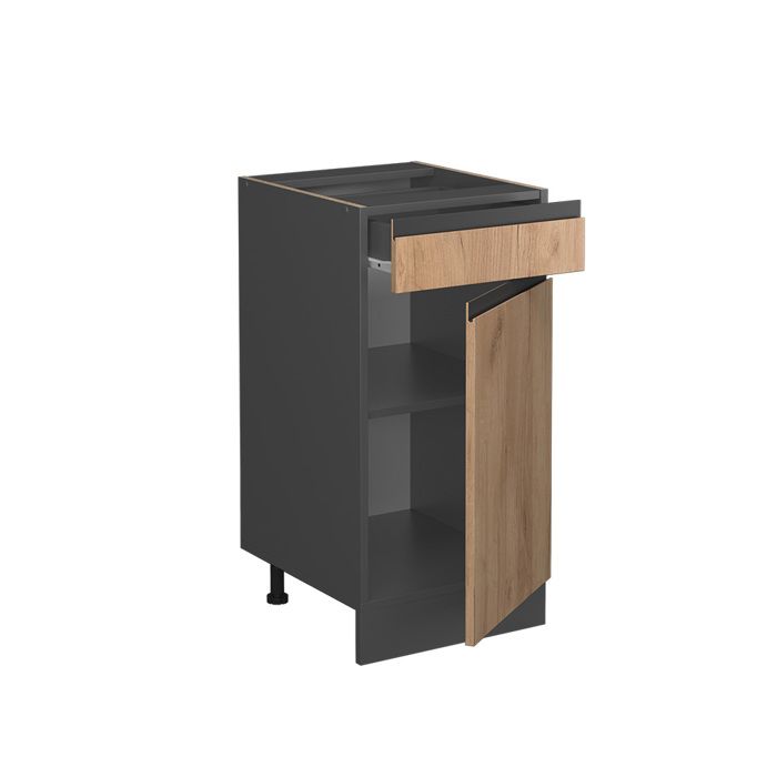 Vicco Meuble Cuisine R-Line Chêne Force Doré/Anthracite 40 Cm J-Shape Sans Plan De Travail