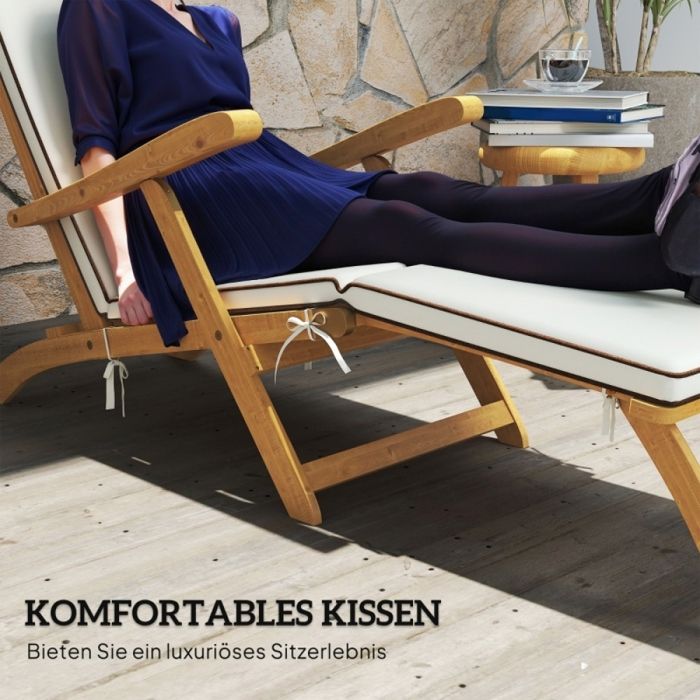 SAM Chaise longue réglable en bois de teck pliable pour balcon, terrasse et jardin