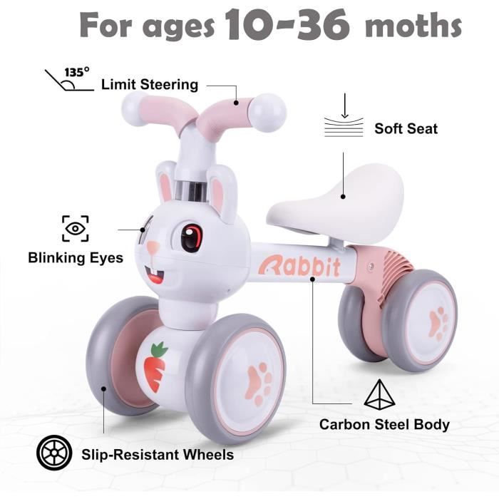 Draisienne Bébé - HAOPYOU - Modèle 4 Roues - Conception Modulaire - Pour Enfants 10-24 Mois