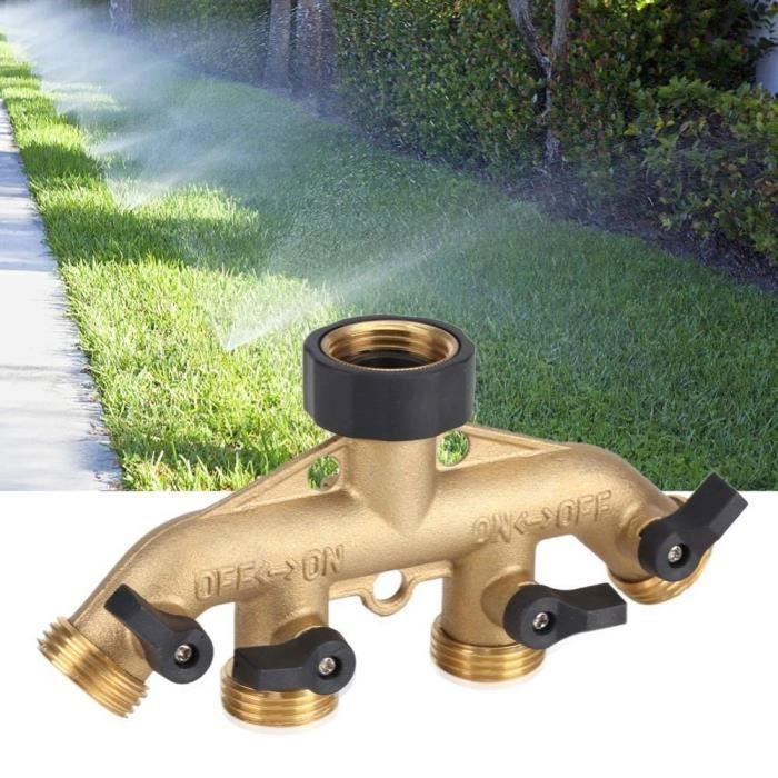 Distributeur D'Eau 3 Voies En Laiton - Robinet Triple Sortie 3/4" - Pour Jardin, Lave-linge, Filtre à Eau - Réglage Individuel