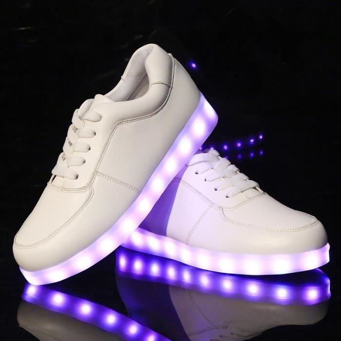 Chaussures LED USB rechargeables multicolors BLANC Femme