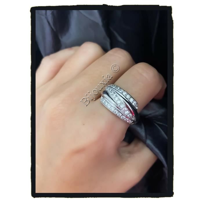 Bague Bijouxia Large Rang ZIRCONIUM Argent Massif 925/1000