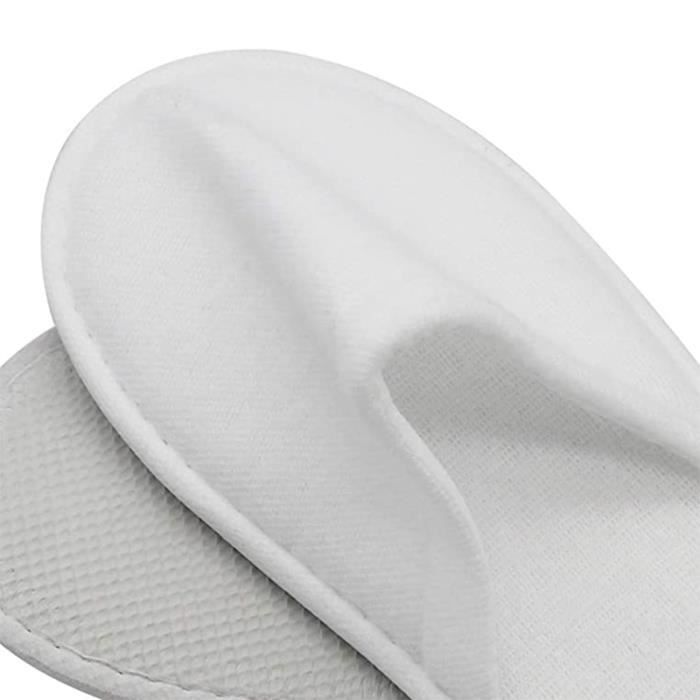 Lot De 20 Pantoufles Jetables Invités - Velours Coton Doux, Semelle Antidérapante - Pour Hôtel, Spa, Maison